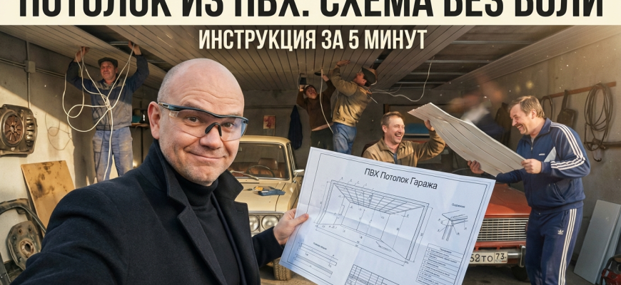 Монтаж панелей ПВХ на потолок гаража своими руками — схема работ Монтаж панелей ПВХ на потолок гаража своими руками — схема работ