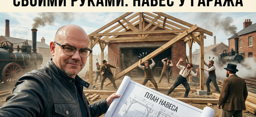 Навес для авто своими руками перед гаражом: план и материалы Навес для авто своими руками перед гаражом: план и материалы