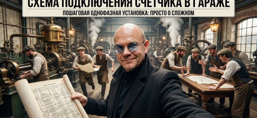 Схема подключения электросчетчика в гараже: однофазный монтаж по шагам