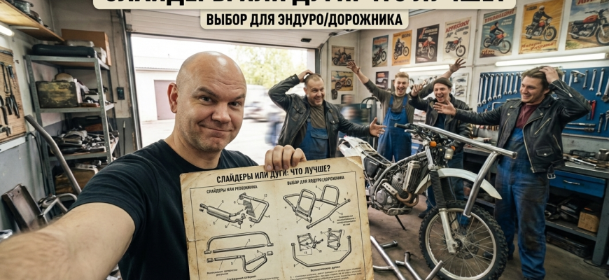 Слайдеры для мотоцикла или дуги безопасности — что ставить на эндуро/дорожник Слайдеры для мотоцикла или дуги безопасности — что ставить на эндуро/дорожник